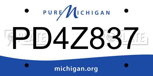PD4Z837 Michigan License Plate