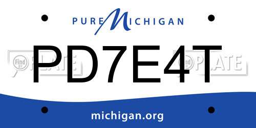 PD7E4T Michigan License Plate
