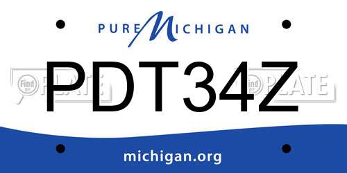 PDT34Z Michigan License Plate