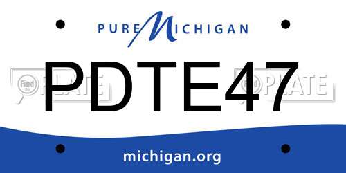 PDTE47 Michigan License Plate