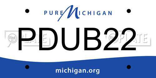 PDUB22 Michigan License Plate