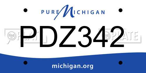 PDZ342 Michigan License Plate
