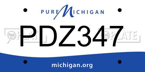 PDZ347 Michigan License Plate