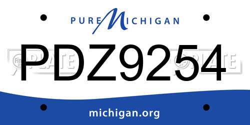 PDZ9254 Michigan License Plate