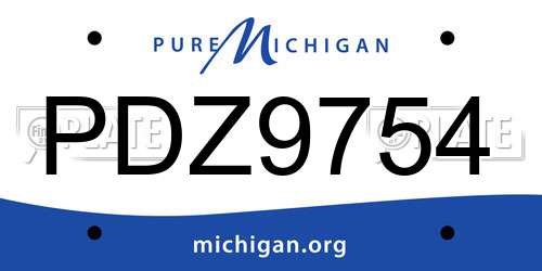 PDZ9754 Michigan License Plate