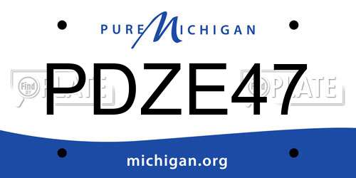 PDZE47 Michigan License Plate