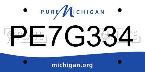 PE7G334 Michigan License Plate