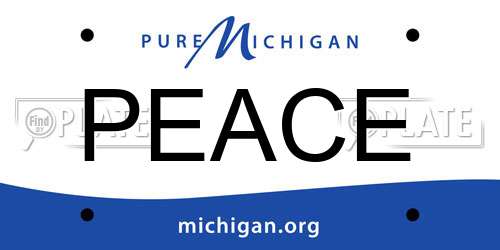 PEACE Michigan License Plate
