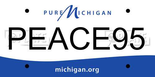 PEACE95 Michigan License Plate