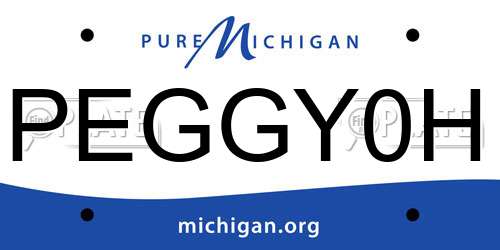 PEGGY0H Michigan License Plate