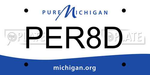 PER8D Michigan License Plate