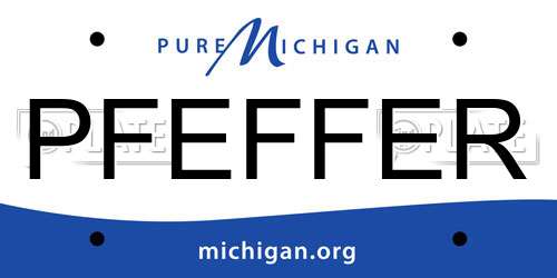 PFEFFER Michigan License Plate