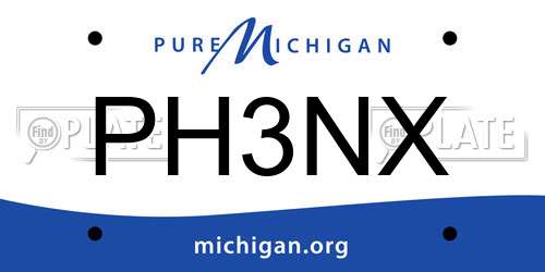 PH3NX Michigan License Plate