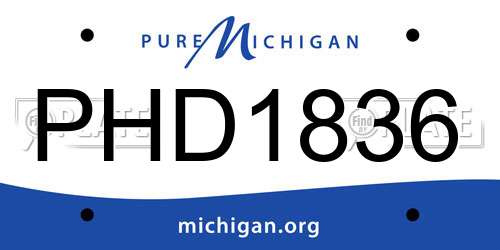 PHD1836 Michigan License Plate