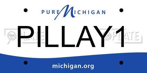 PILLAY1 Michigan License Plate