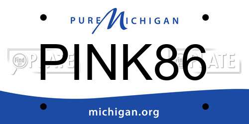 PINK86 Michigan License Plate