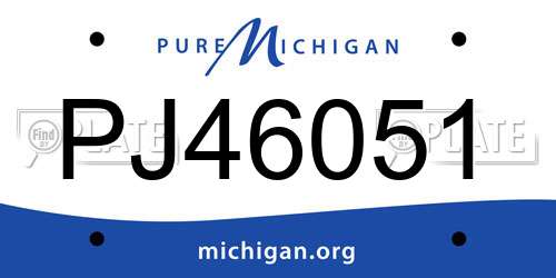 PJ46051 Michigan License Plate