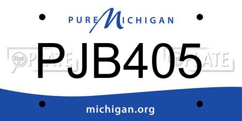 PJB405 Michigan License Plate