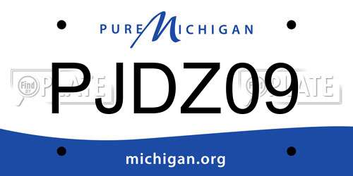 PJDZ09 Michigan License Plate