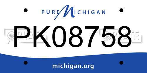 PK08758 Michigan License Plate