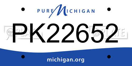 PK22652 Michigan License Plate