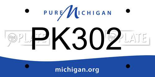 PK302 Michigan License Plate