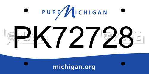 PK72728 Michigan License Plate