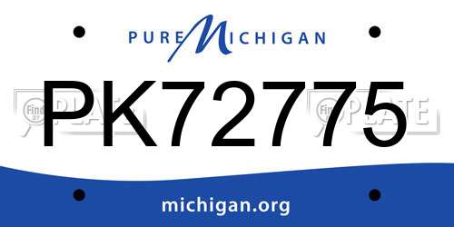 PK72775 Michigan License Plate