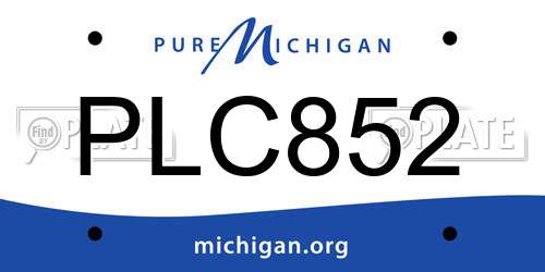 PLC852 Michigan License Plate