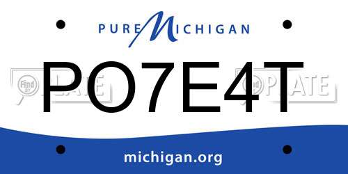 PO7E4T Michigan License Plate