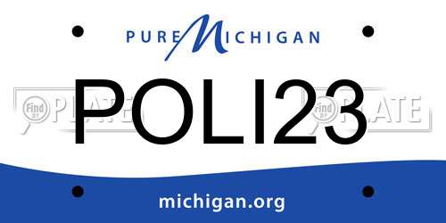 POLI23 Michigan License Plate