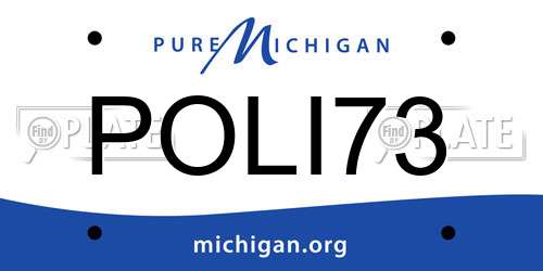 POLI73 Michigan License Plate
