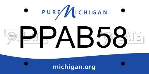 PPAB58 Michigan License Plate