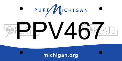 PPV467 Michigan License Plate
