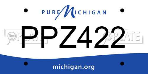 PPZ422 Michigan License Plate