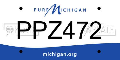 PPZ472 Michigan License Plate