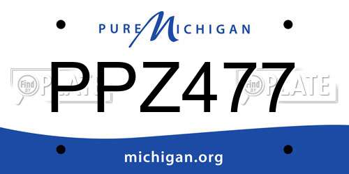 PPZ477 Michigan License Plate
