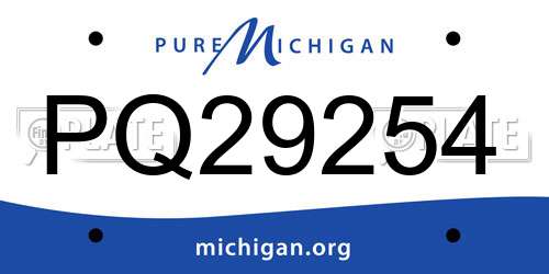 PQ29254 Michigan License Plate