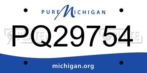 PQ29754 Michigan License Plate