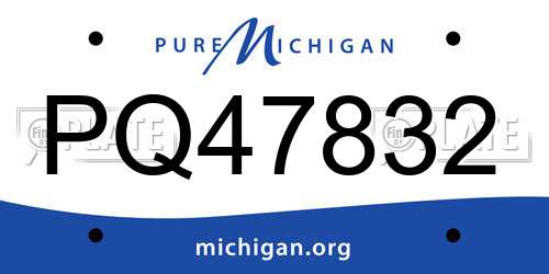 PQ47832 Michigan License Plate