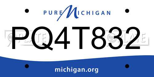 PQ4T832 Michigan License Plate