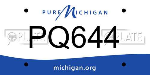 PQ644 Michigan License Plate