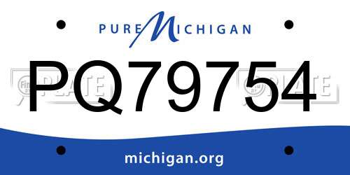 PQ79754 Michigan License Plate
