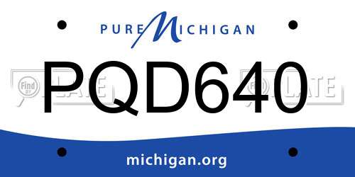 PQD640 Michigan License Plate