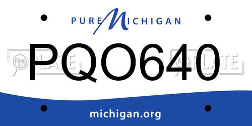 PQO640 Michigan License Plate