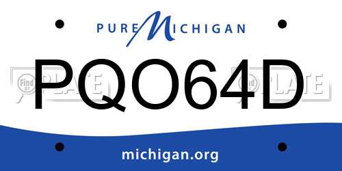 PQO64D Michigan License Plate