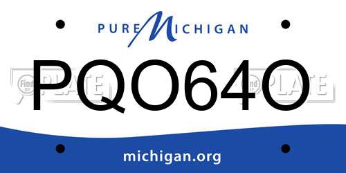 PQO64O Michigan License Plate