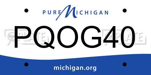 PQOG40 Michigan License Plate
