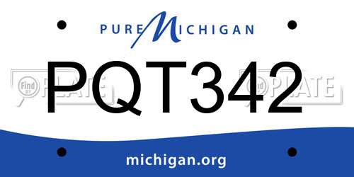 PQT342 Michigan License Plate