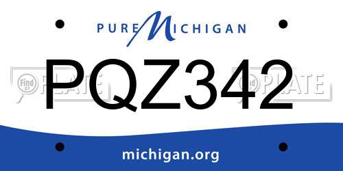 PQZ342 Michigan License Plate